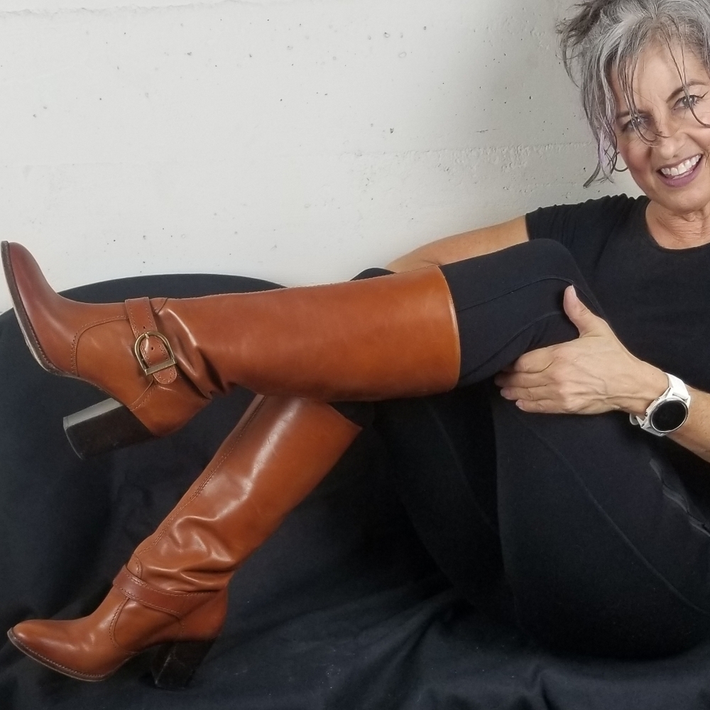 Clergerie Cognac Sexy Harness Boot size 8